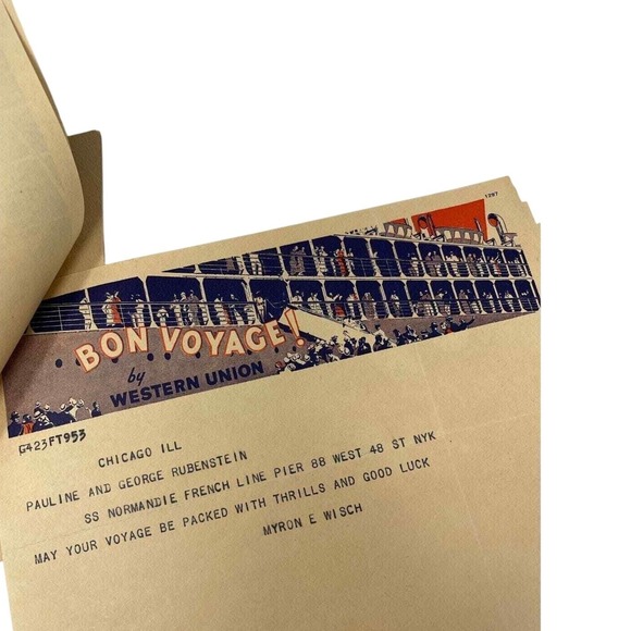 Western Union Bon Voyage Telegrams SS Normandie NYK Vintage Lot of 8 Maritime - Picture 8 of 15